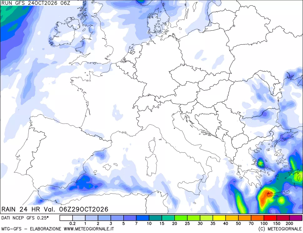 mappa Precipitazioni 24 ore precedenti