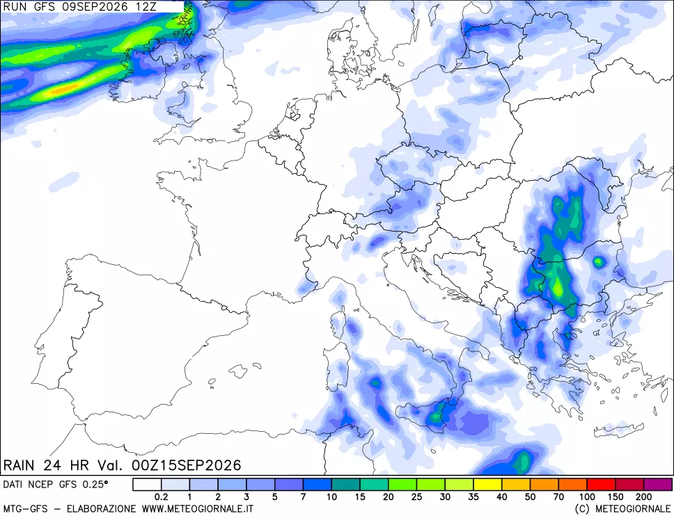 mappa Precipitazioni 24 ore precedenti