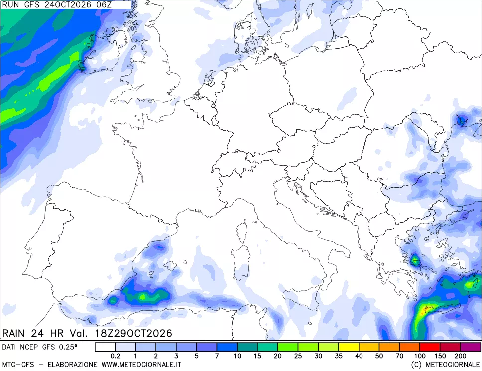 mappa Precipitazioni 24 ore precedenti