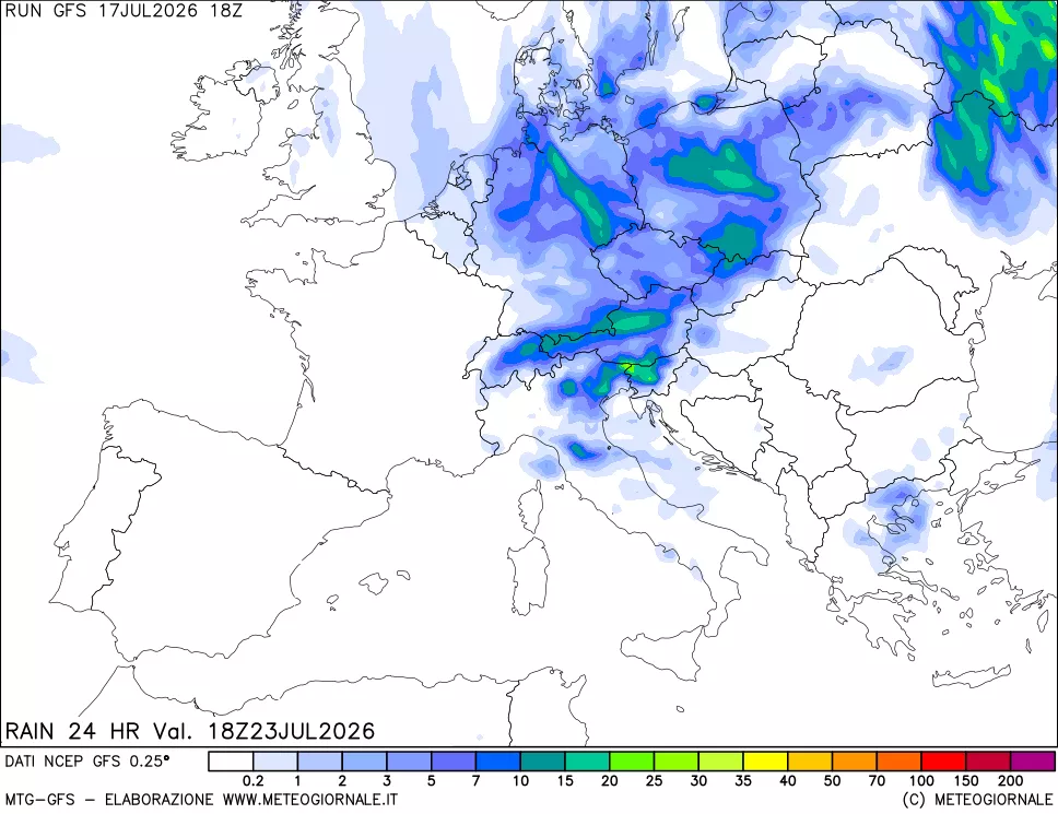 mappa Precipitazioni 24 ore precedenti