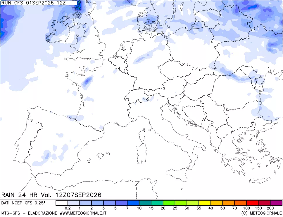 mappa Precipitazioni 24 ore precedenti