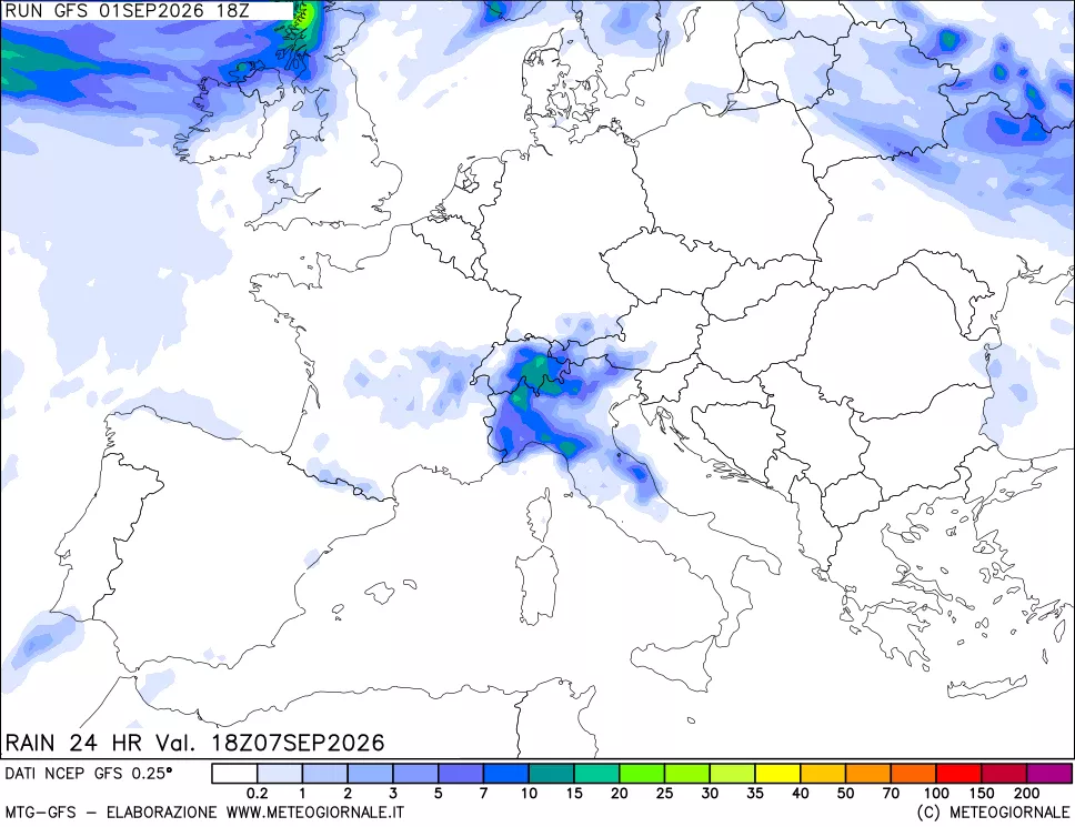 mappa Precipitazioni 24 ore precedenti