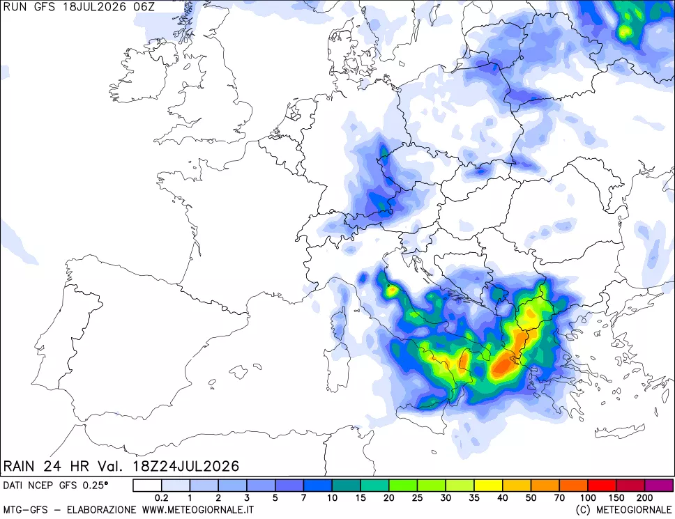 mappa Precipitazioni 24 ore precedenti
