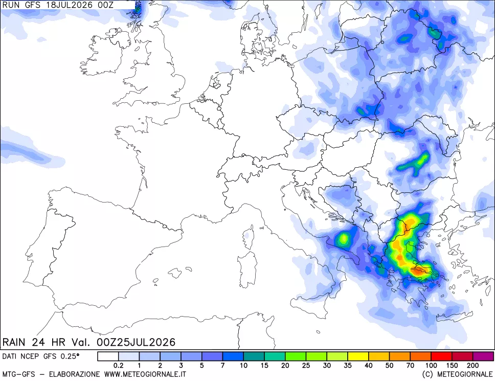 mappa Precipitazioni 24 ore precedenti