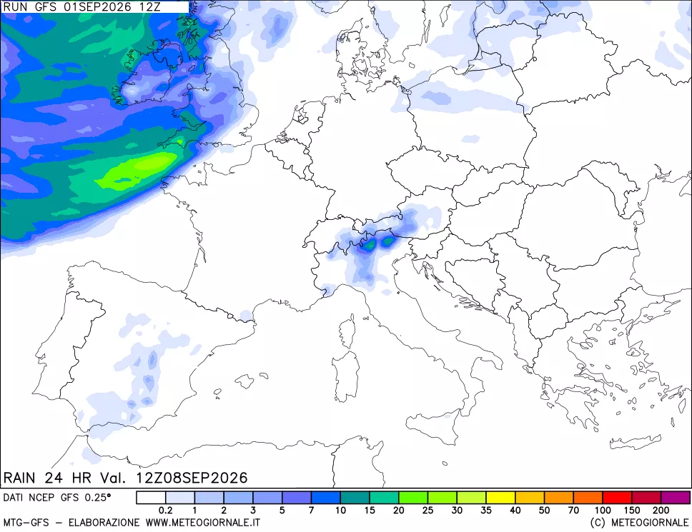 mappa Precipitazioni 24 ore precedenti