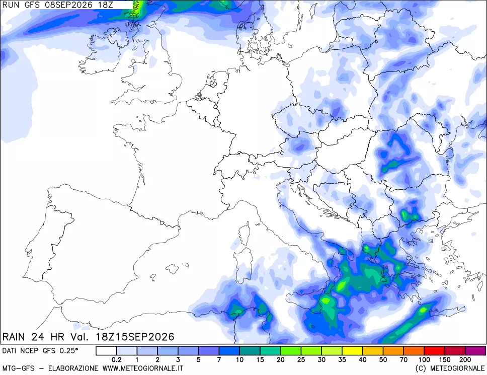 mappa Precipitazioni 24 ore precedenti