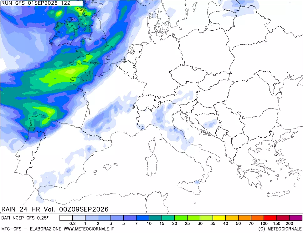 mappa Precipitazioni 24 ore precedenti