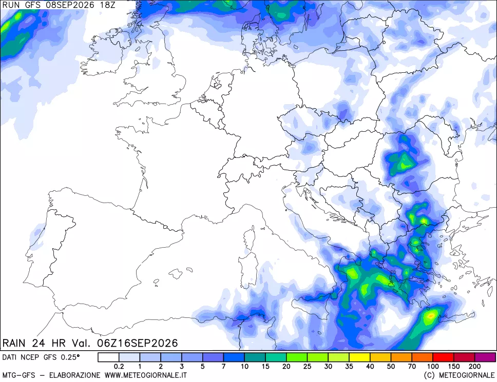 mappa Precipitazioni 24 ore precedenti