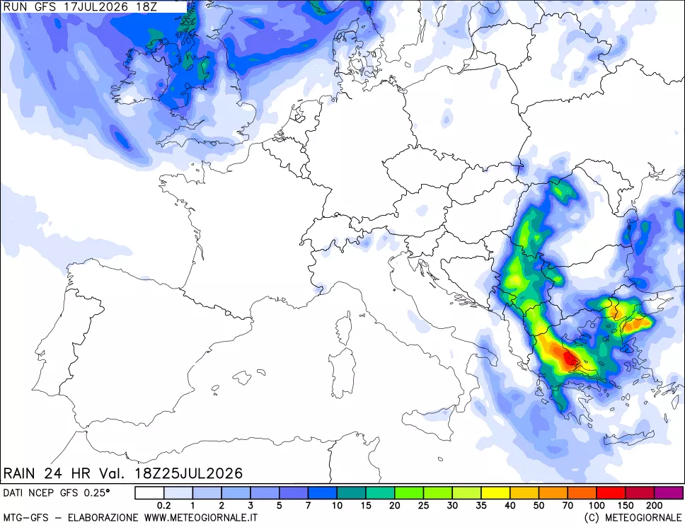 mappa Precipitazioni 24 ore precedenti
