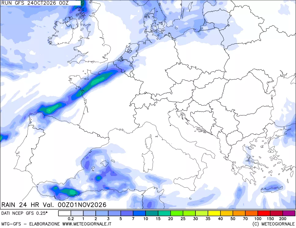 mappa Precipitazioni 24 ore precedenti