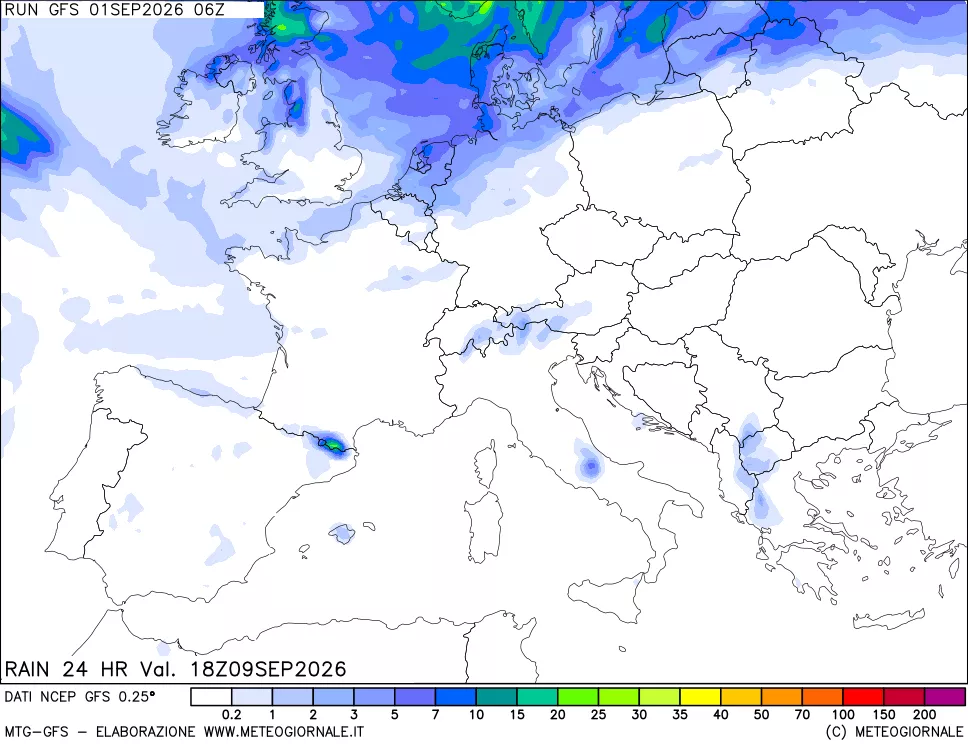 mappa Precipitazioni 24 ore precedenti