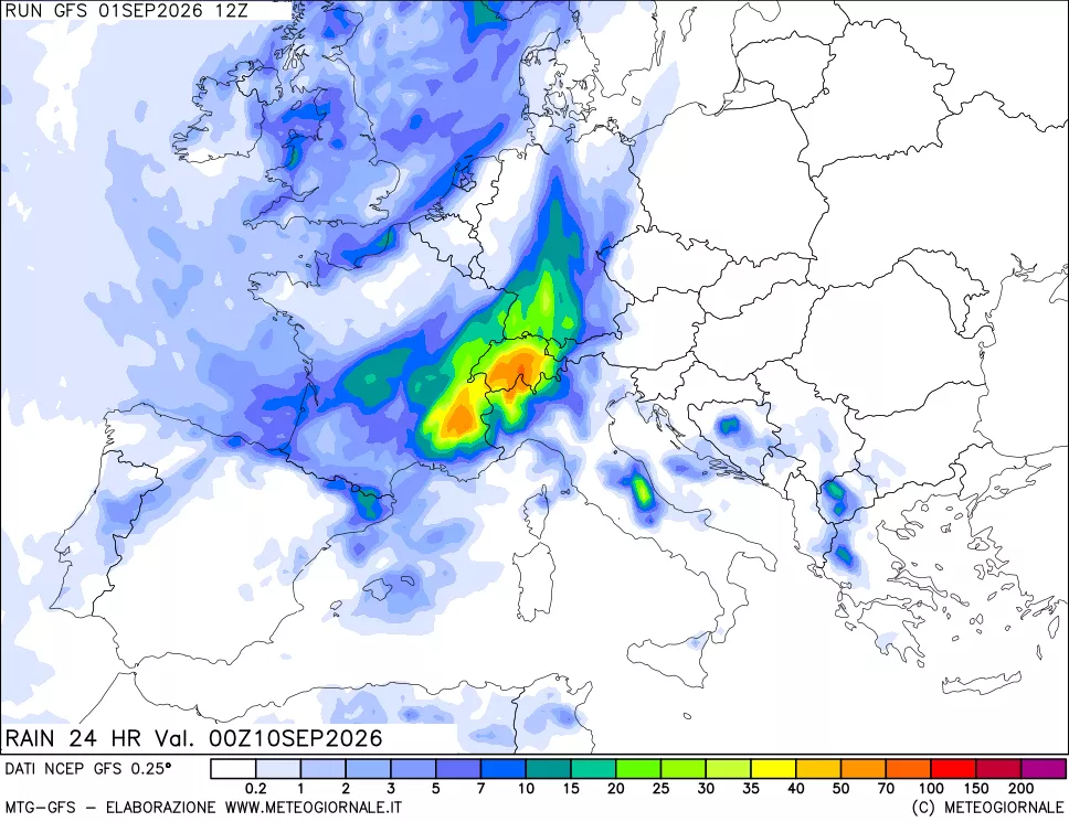 mappa Precipitazioni 24 ore precedenti