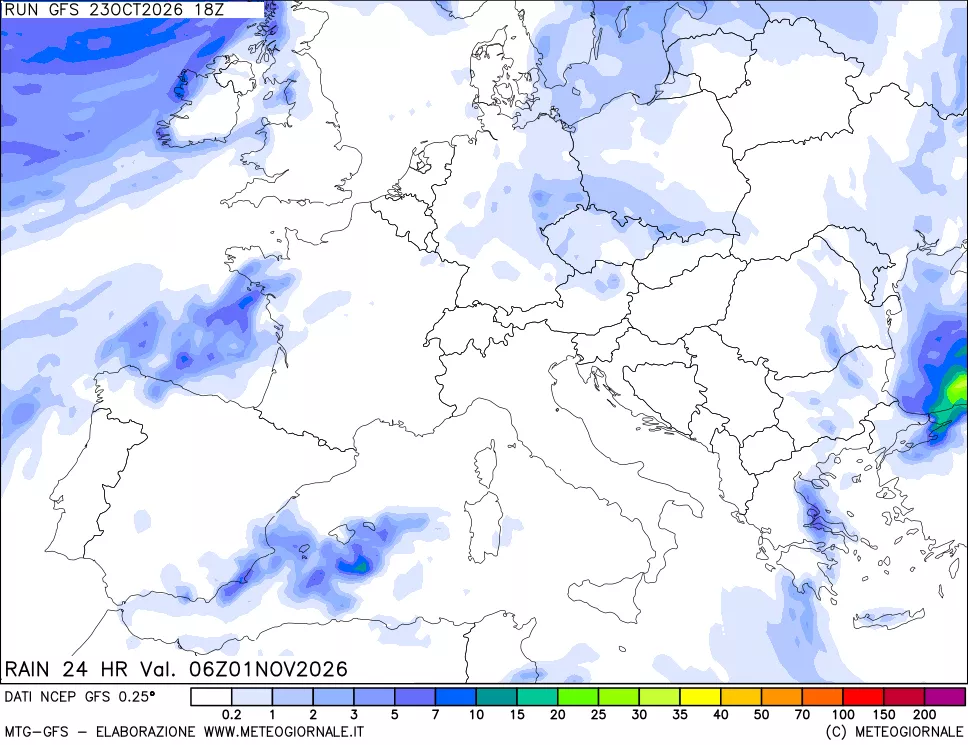 mappa Precipitazioni 24 ore precedenti