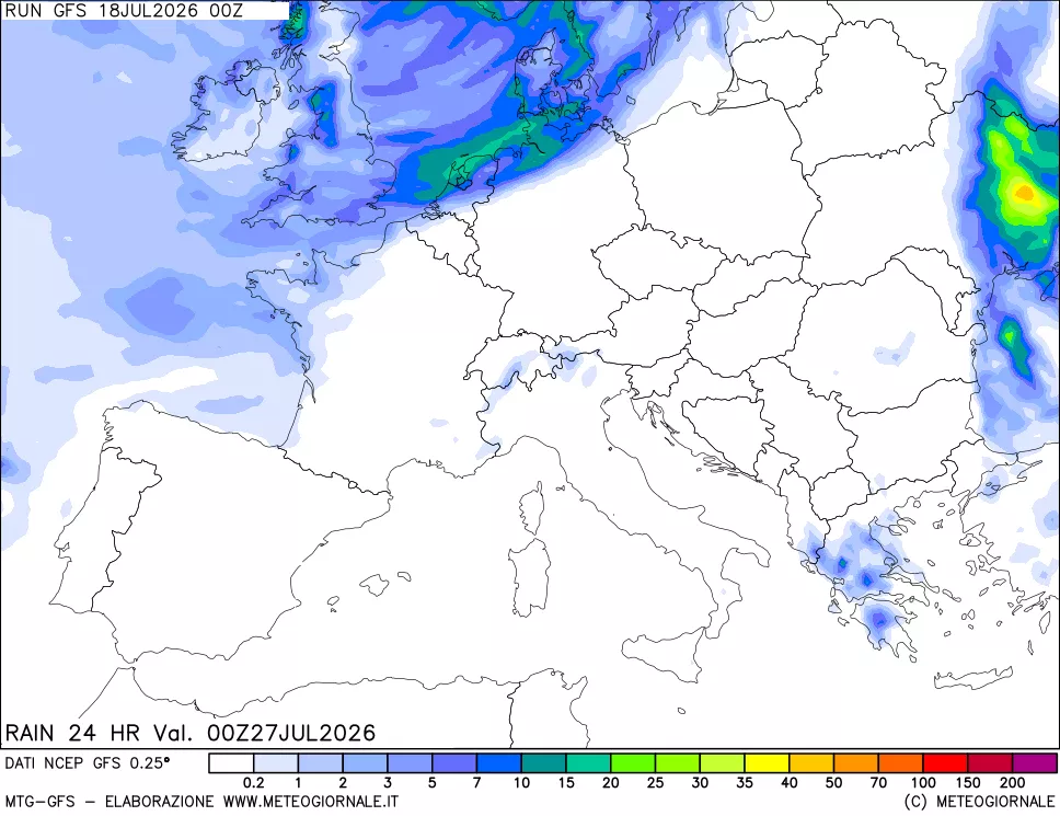 mappa Precipitazioni 24 ore precedenti