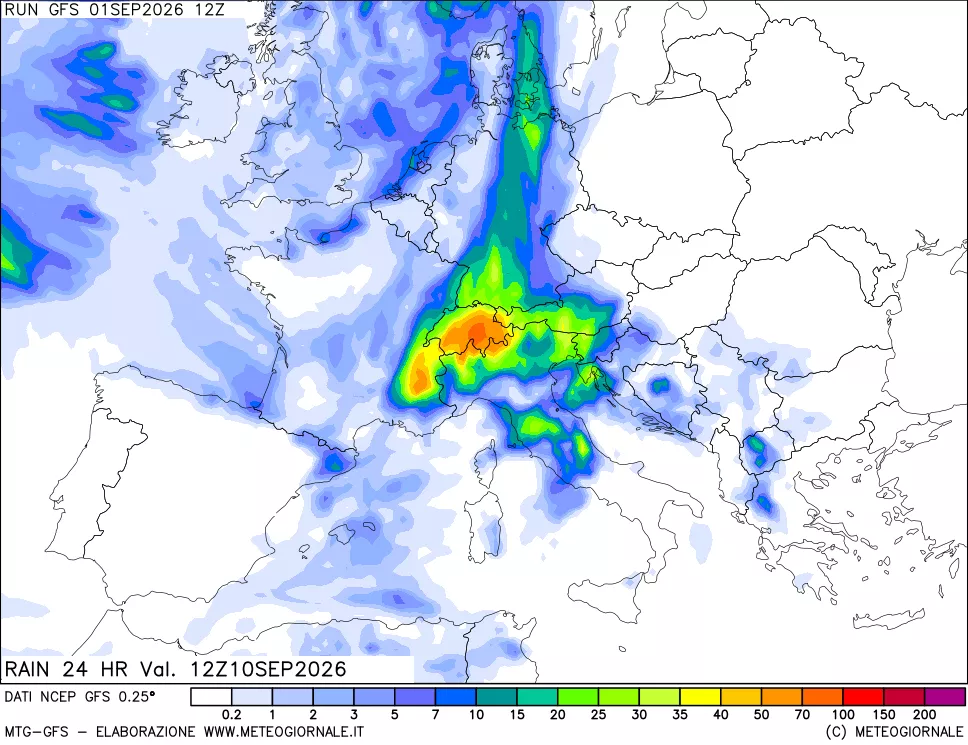mappa Precipitazioni 24 ore precedenti