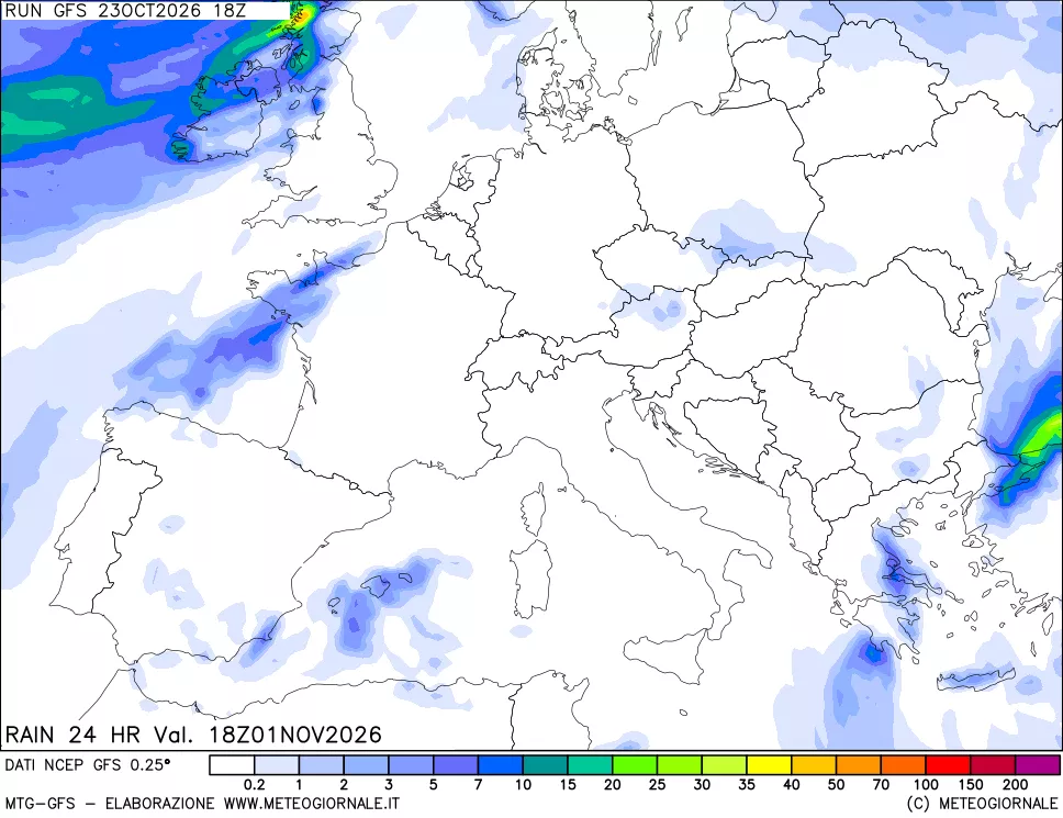 mappa Precipitazioni 24 ore precedenti