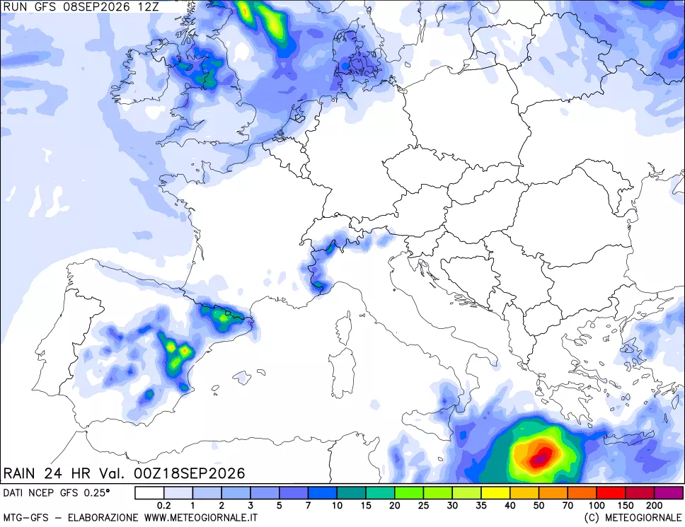 mappa Precipitazioni 24 ore precedenti