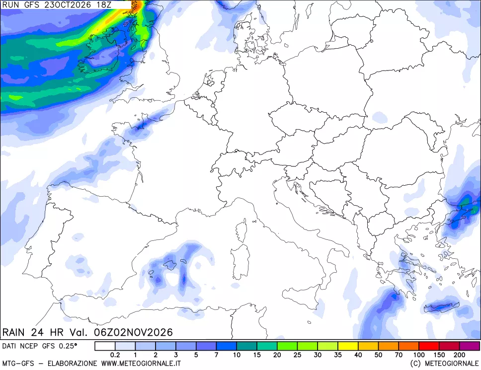 mappa Precipitazioni 24 ore precedenti