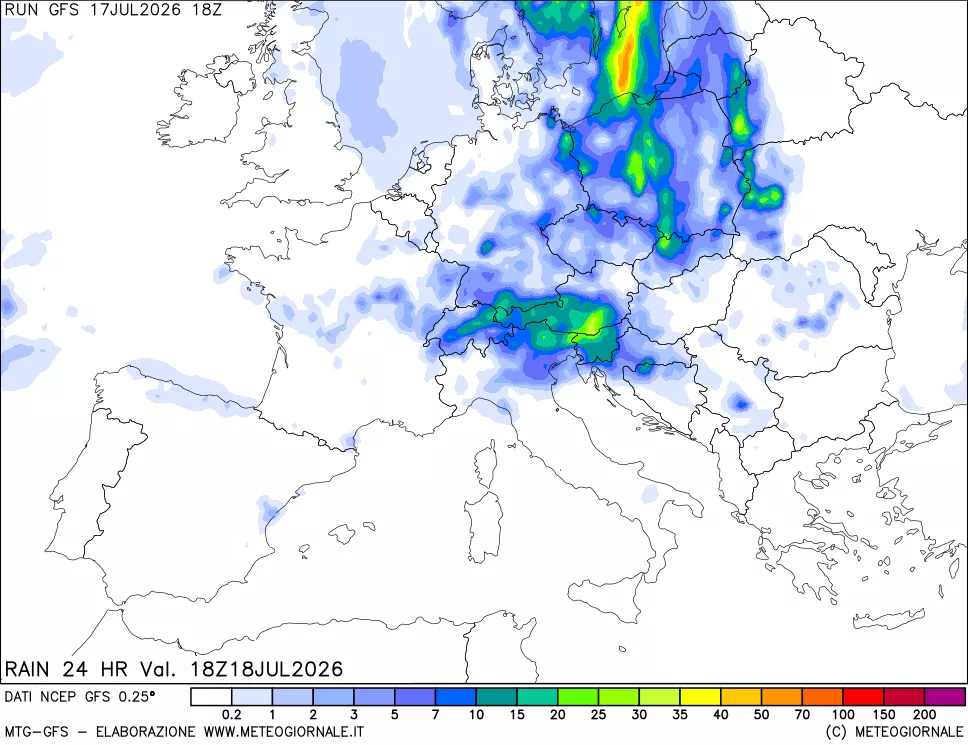 mappa Precipitazioni 24 ore precedenti