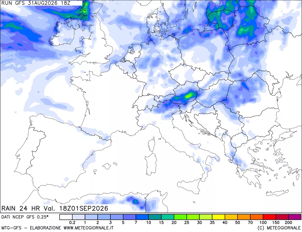 mappa Precipitazioni 24 ore precedenti