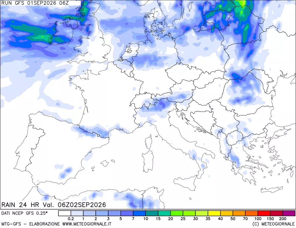 mappa Precipitazioni 24 ore precedenti