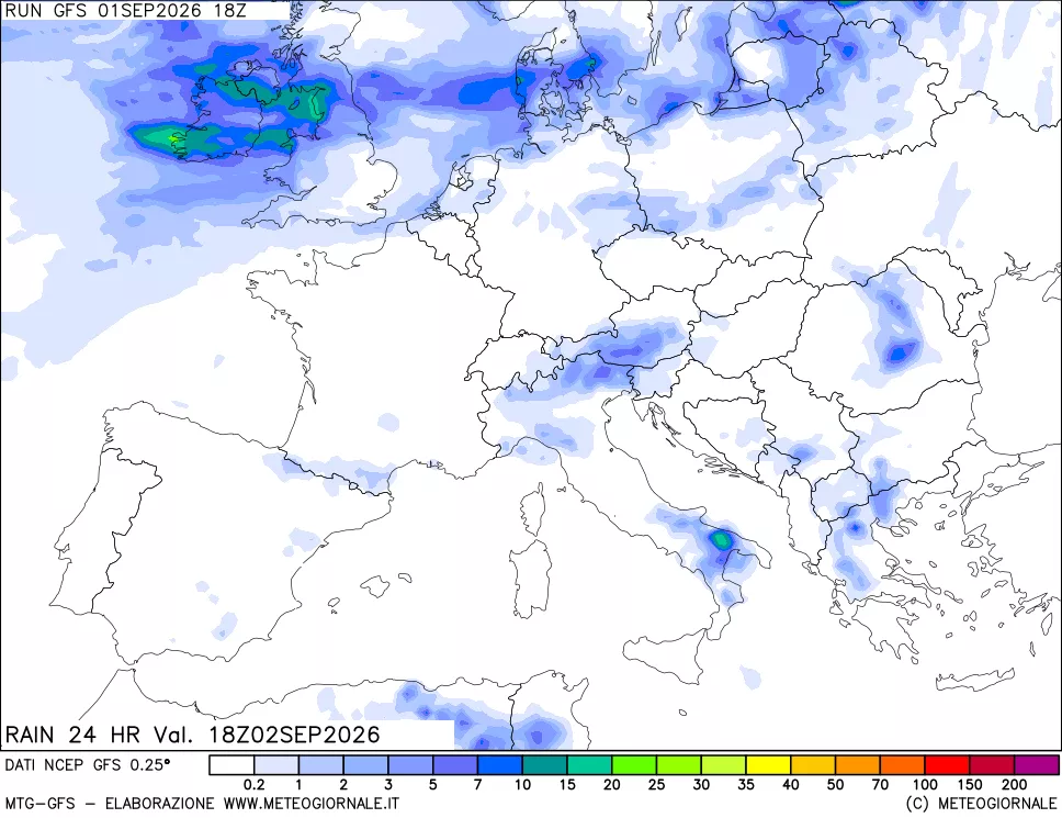 mappa Precipitazioni 24 ore precedenti