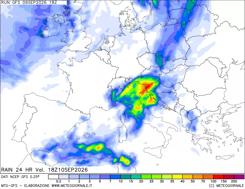 mappa Precipitazioni 24 ore precedenti