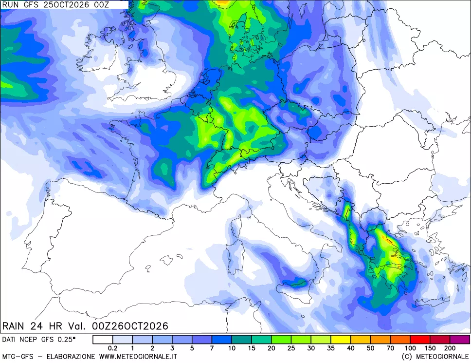 mappa Precipitazioni 24 ore precedenti