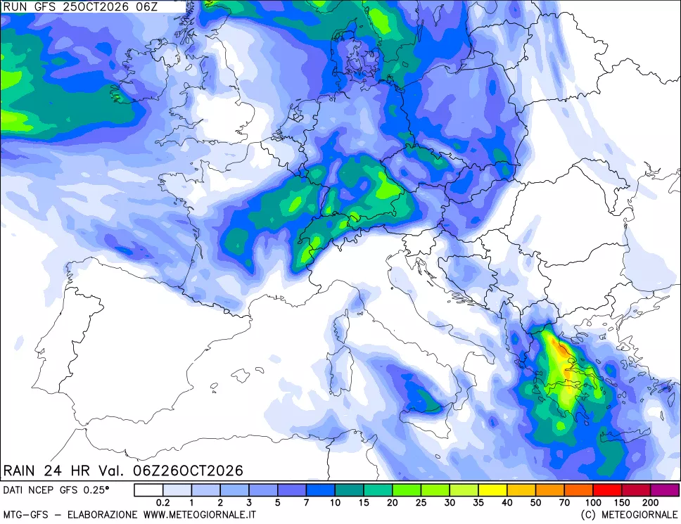 mappa Precipitazioni 24 ore precedenti