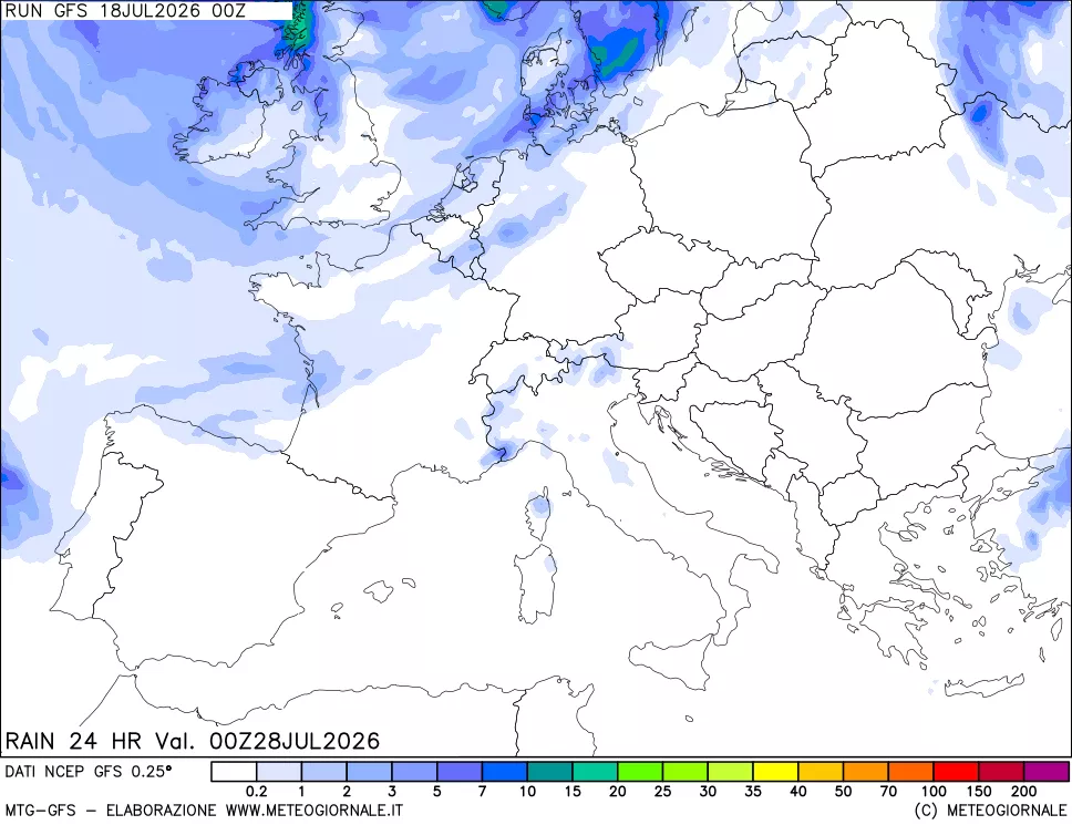 mappa Precipitazioni 24 ore precedenti