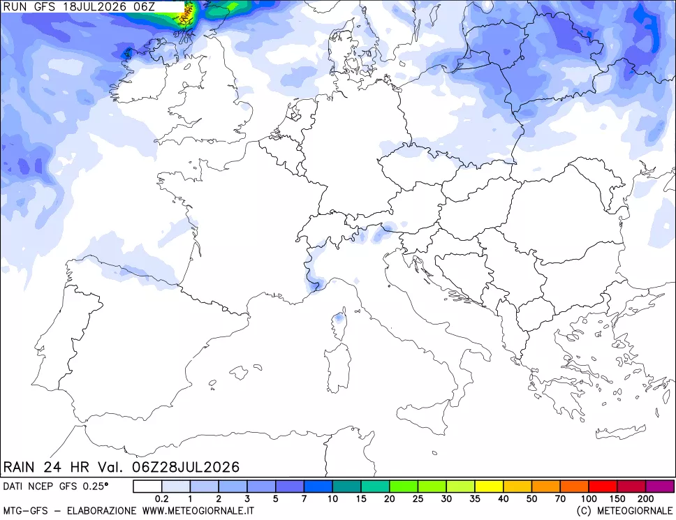 mappa Precipitazioni 24 ore precedenti
