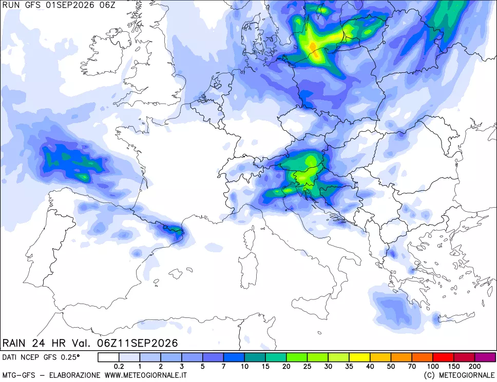 mappa Precipitazioni 24 ore precedenti