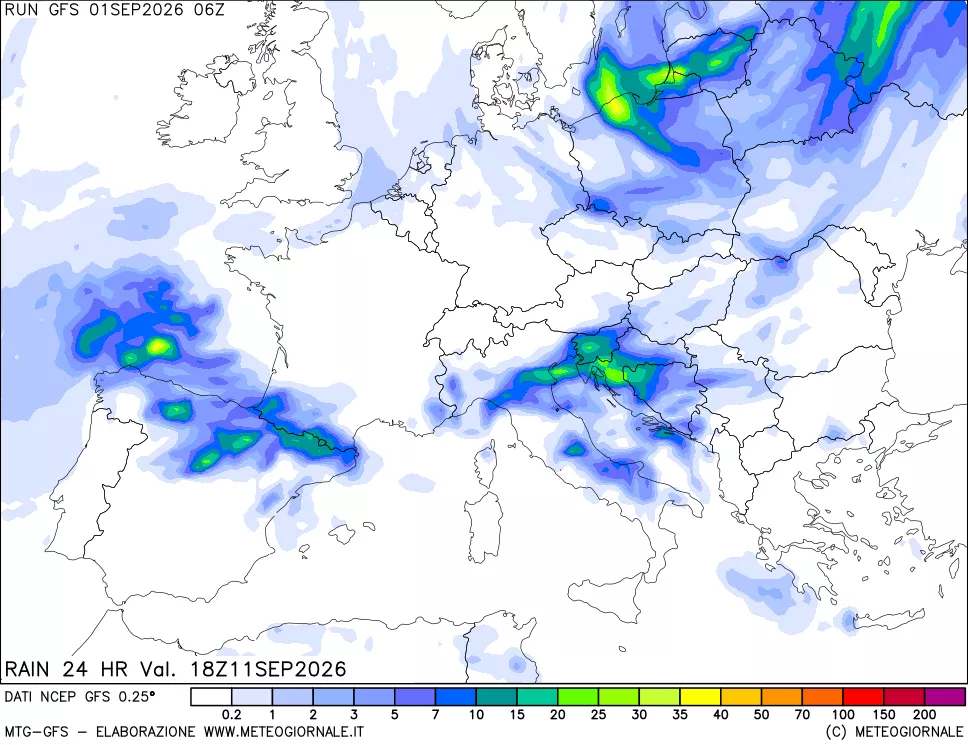 mappa Precipitazioni 24 ore precedenti