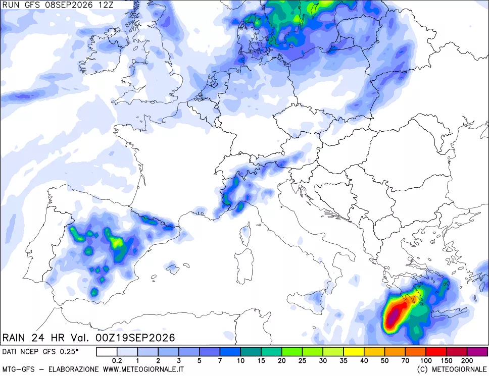 mappa Precipitazioni 24 ore precedenti