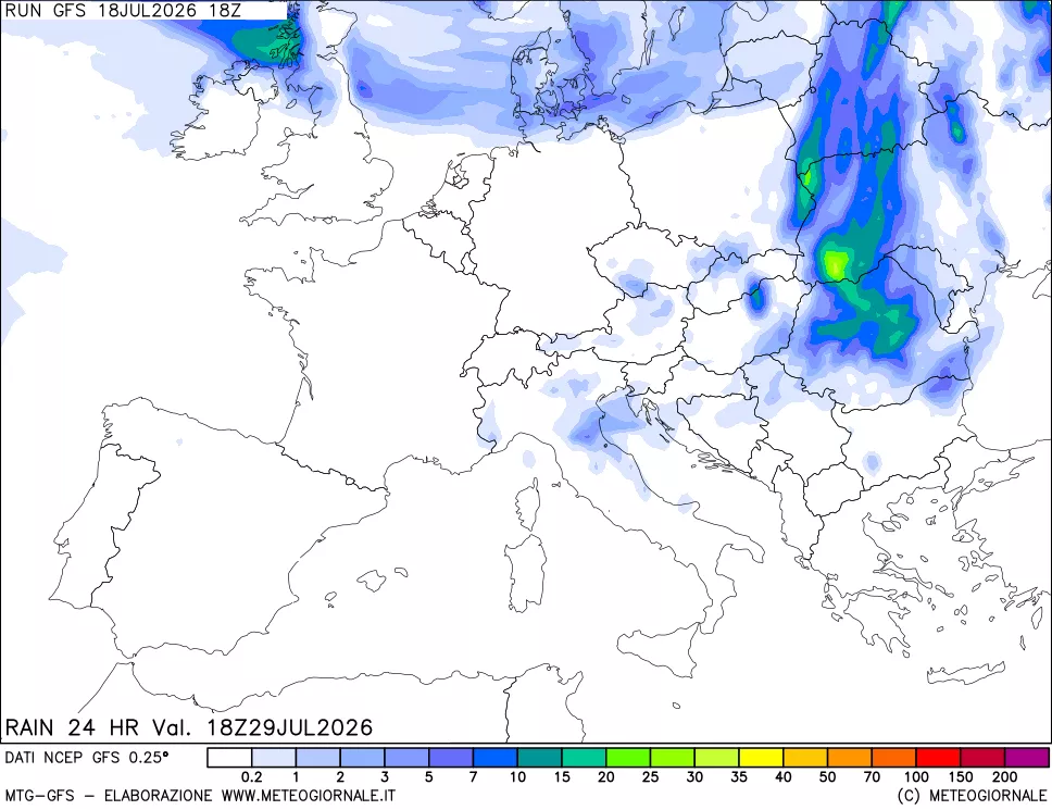 mappa Precipitazioni 24 ore precedenti