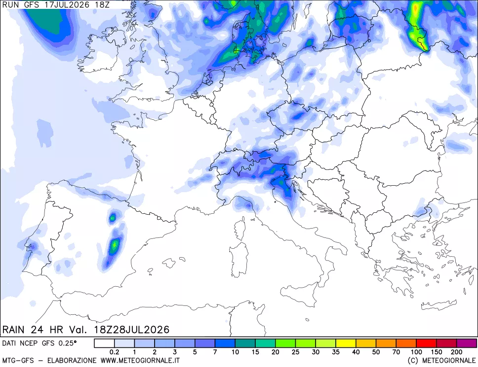 mappa Precipitazioni 24 ore precedenti