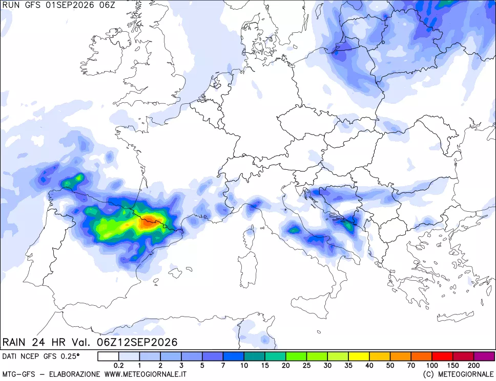 mappa Precipitazioni 24 ore precedenti
