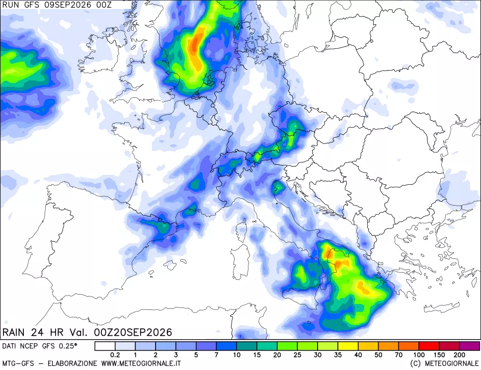mappa Precipitazioni 24 ore precedenti