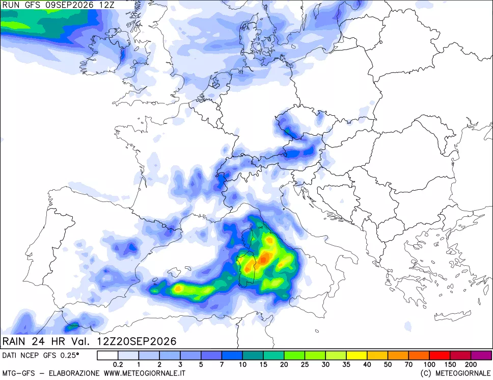 mappa Precipitazioni 24 ore precedenti