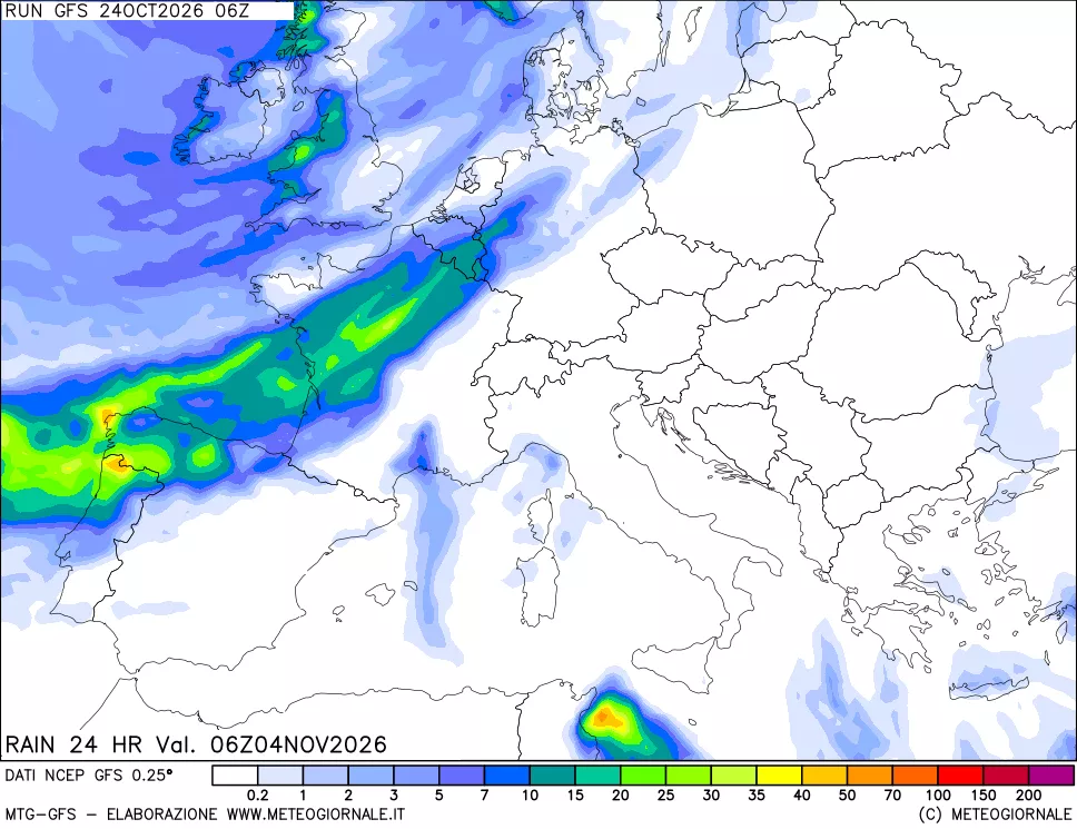 mappa Precipitazioni 24 ore precedenti
