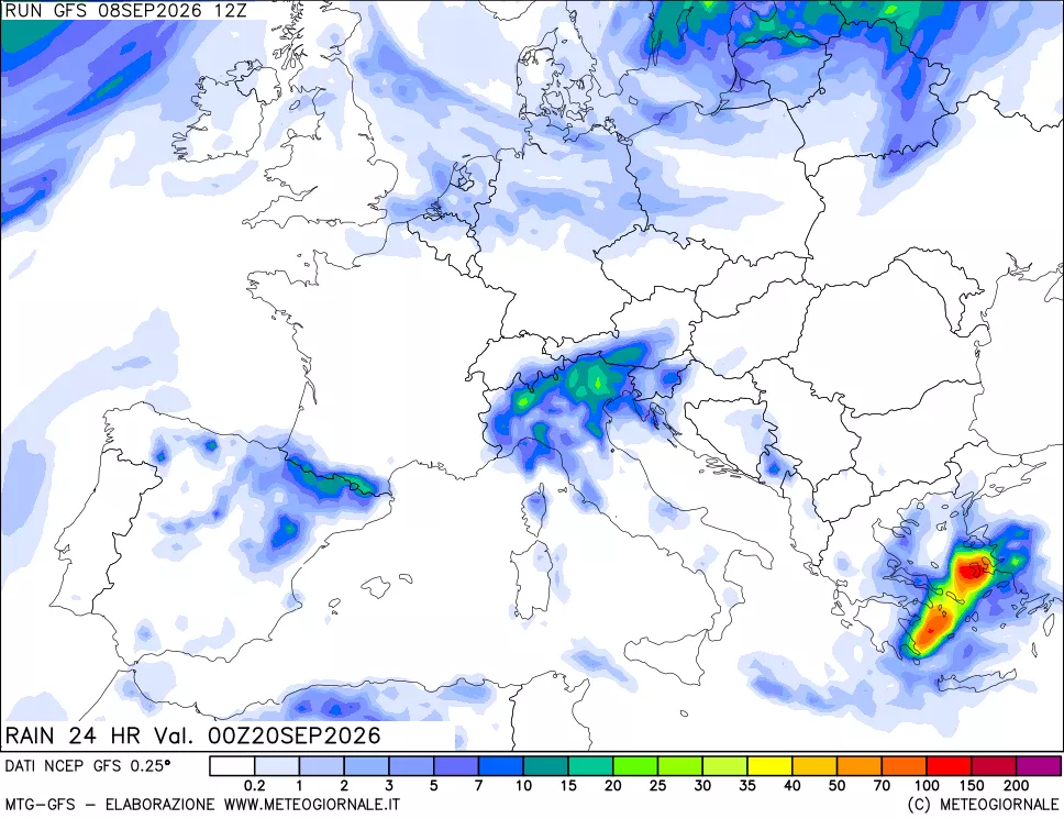 mappa Precipitazioni 24 ore precedenti