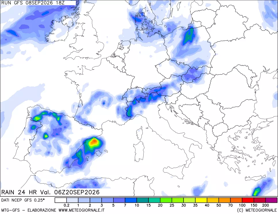 mappa Precipitazioni 24 ore precedenti