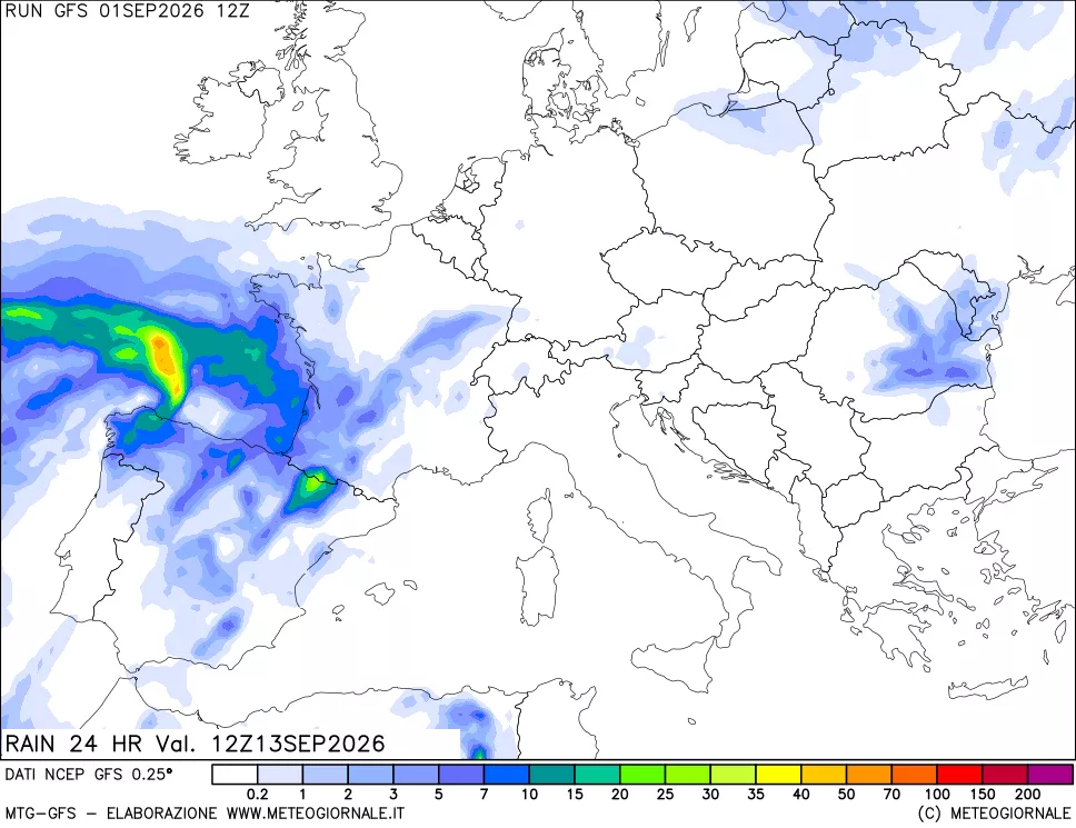 mappa Precipitazioni 24 ore precedenti