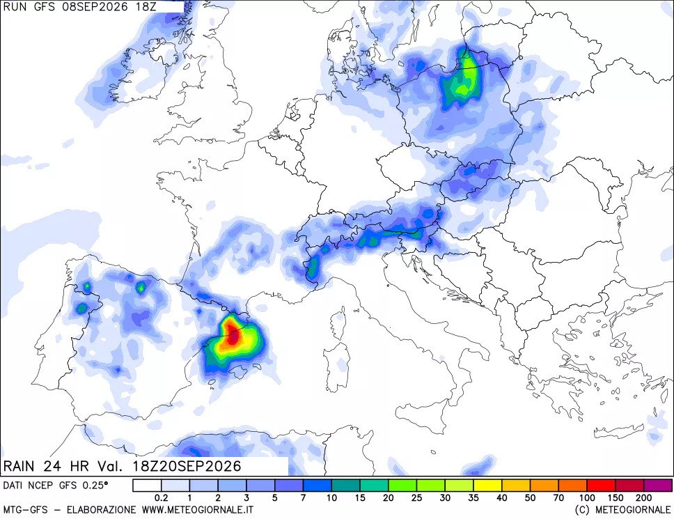 mappa Precipitazioni 24 ore precedenti