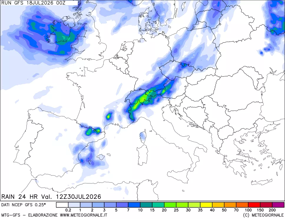 mappa Precipitazioni 24 ore precedenti