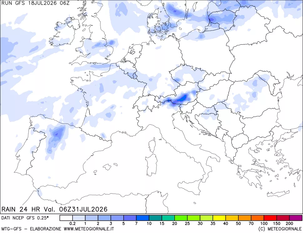 mappa Precipitazioni 24 ore precedenti