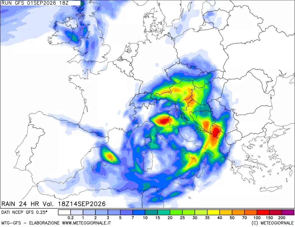 mappa Precipitazioni 24 ore precedenti