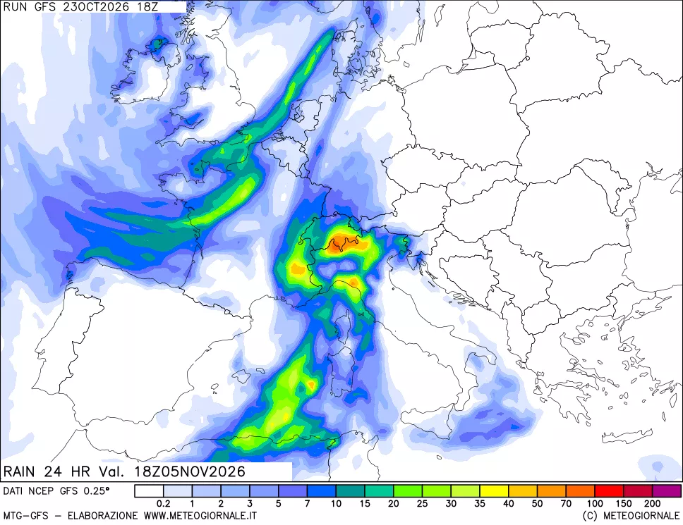 mappa Precipitazioni 24 ore precedenti