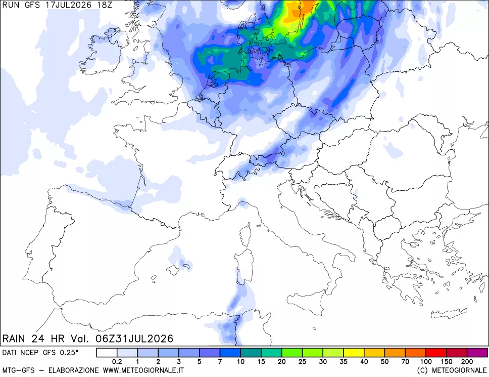 mappa Precipitazioni 24 ore precedenti