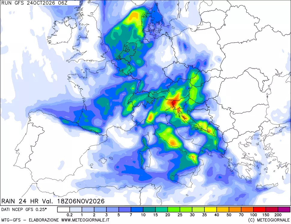 mappa Precipitazioni 24 ore precedenti